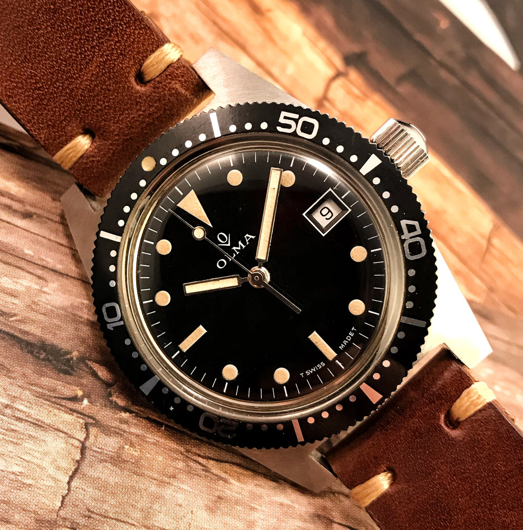 MINTY~EARLY 70s OLMA GLOSS DIAL SKIN-DIVER AUTOMATIC