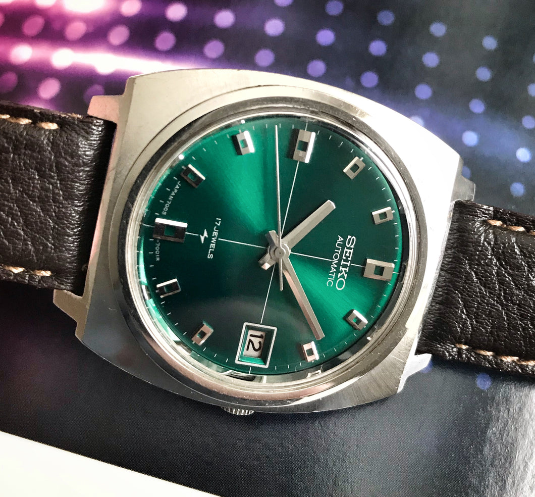 COOL~1972 GREEN DIAL'd SEIKO 7005-7001 AUTOMATIC