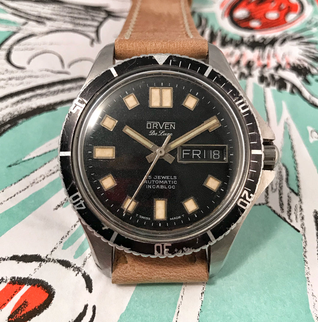 WICKED~60s ORVEN 20ATM 25J AUTOMATIC DELUXE DIVER