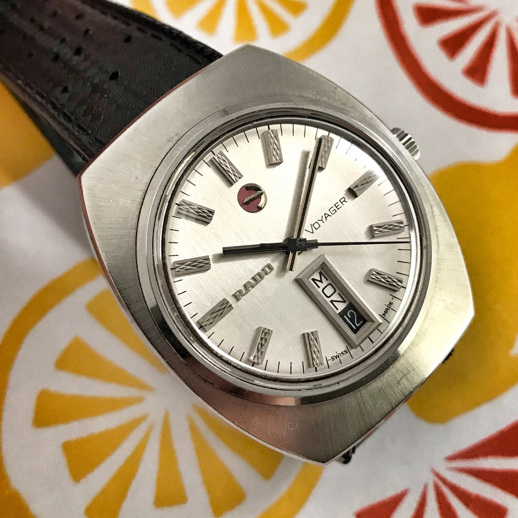 STEELY~EARLY 70s RADO VOYAGER DAY/DATE AUTOMATIC~SERVICED