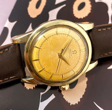 GORGEOUS~1950 OMEGA SOLID GOLD OVER STEEL CAL.351 BUMPER AUTO